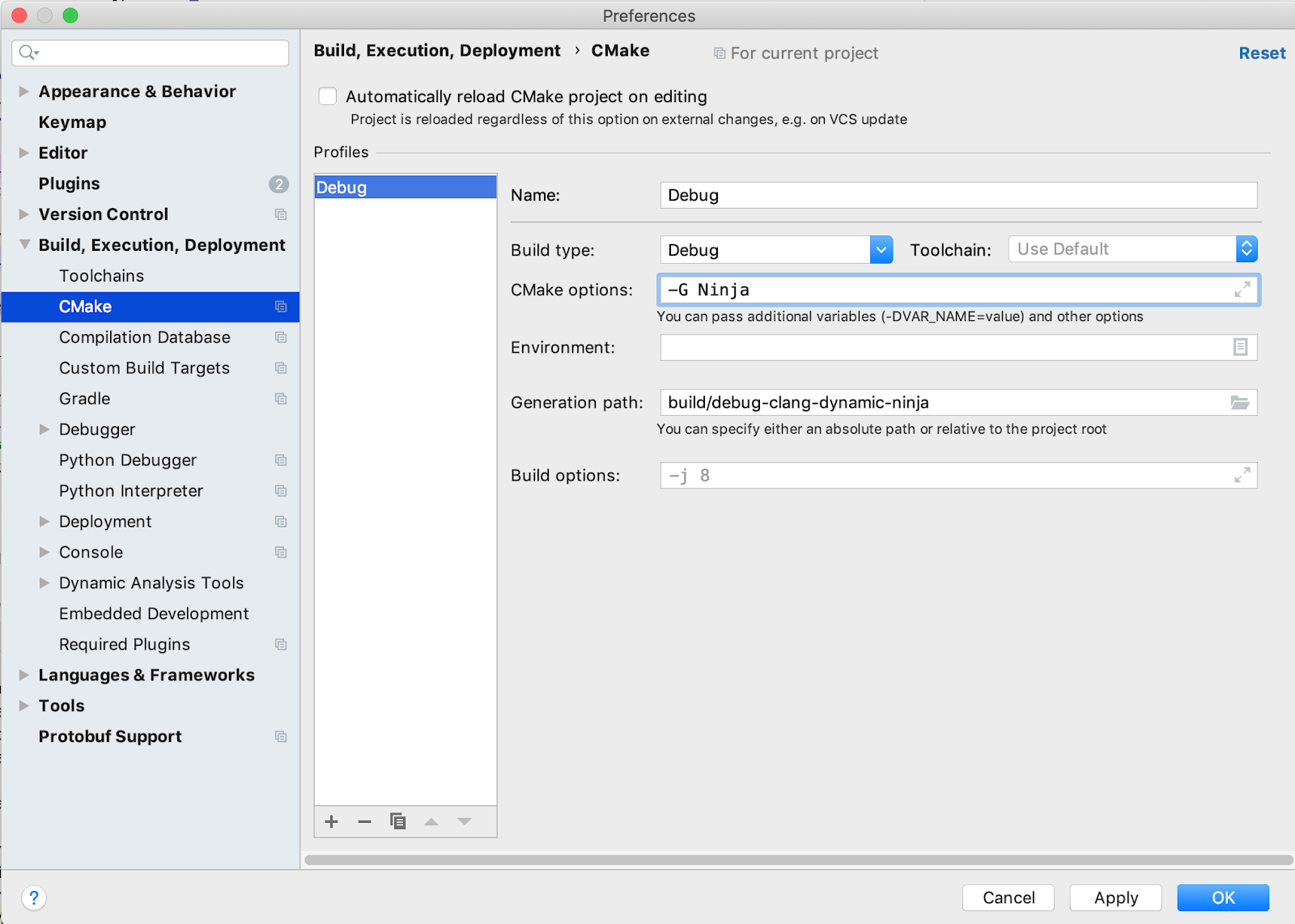 Clion Ninja options Clion Ninja options