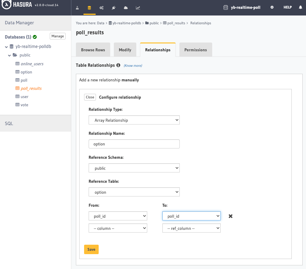 Add relationships in Hasura Cloud Add relationships in Hasura Cloud