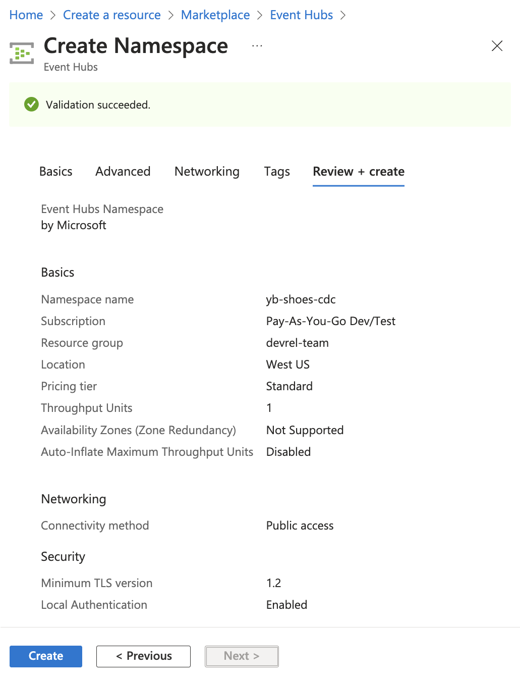 Create Azure Event Hubs Namespace Create Azure Event Hubs Namespace