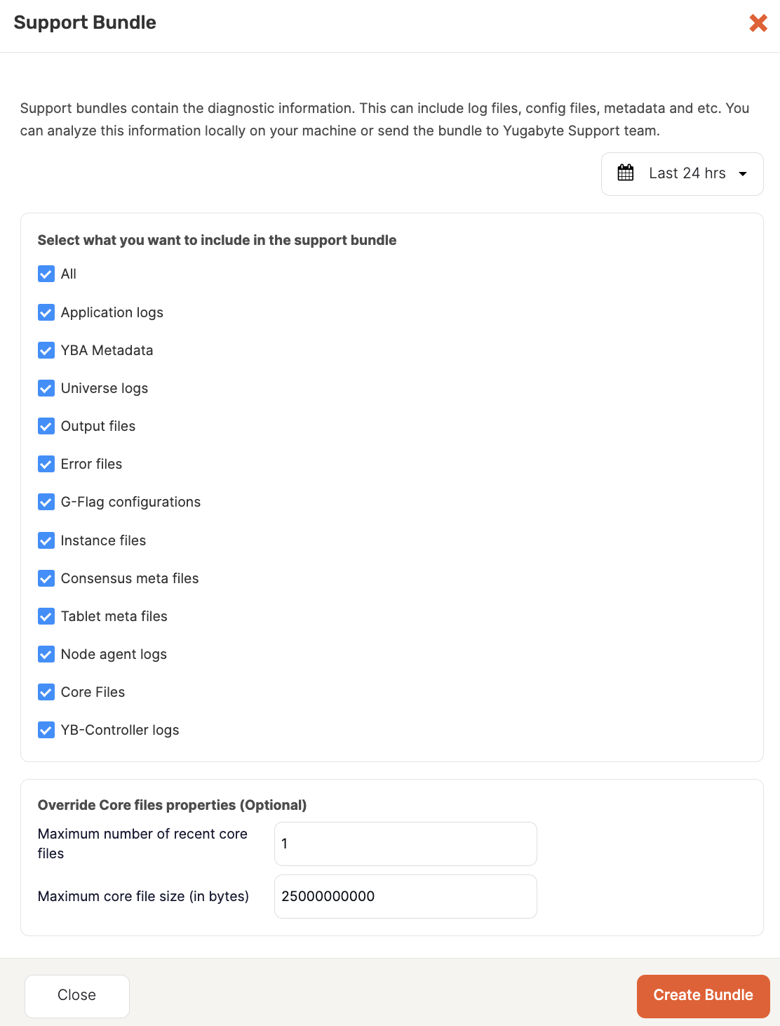 Create support bundle Create support bundle